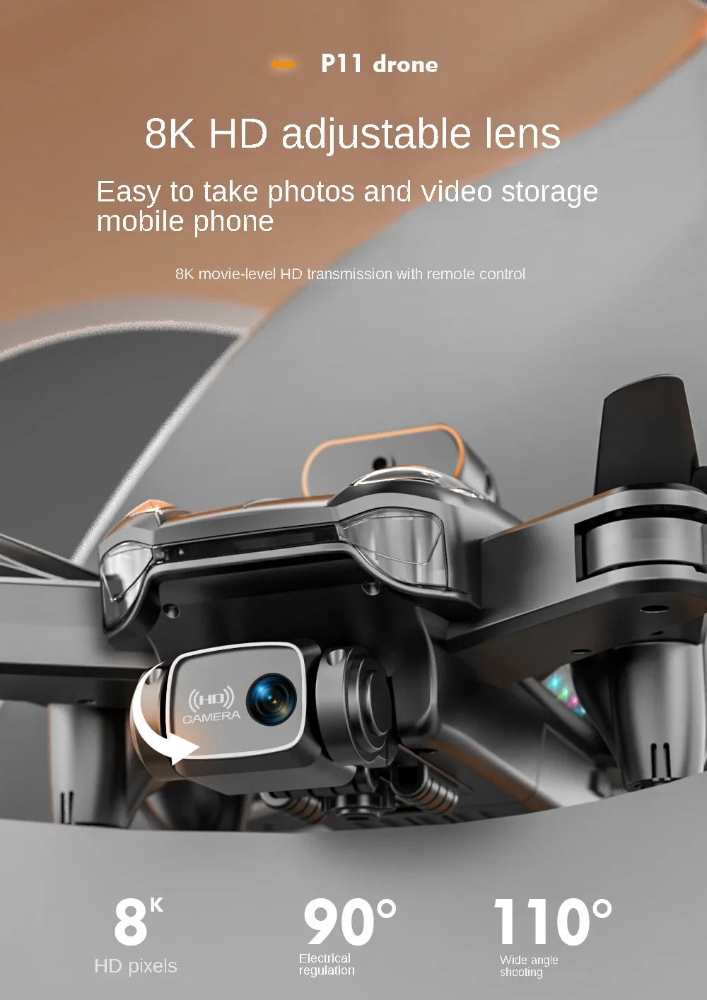 P11 Drone - GPS rc distance 2km 8K HD dual camera with 5G WIFI wide angle FPV real-time transmission professional drone 23 P11 Drone, p11 drone 8k hd adjustable lens easy to take