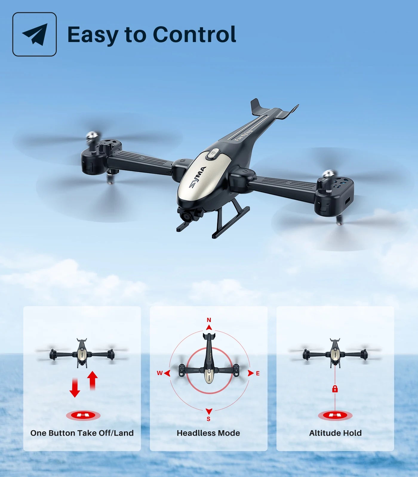 SYMA X700W RC Drone, Easy to Control W ( One Button Take Off/Land Headlless Mode
