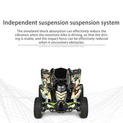 Independent suspension reduces off-road vibration. Powerful engine for climbing, wading, racing. Camouflage with LED lights and LCD remote.