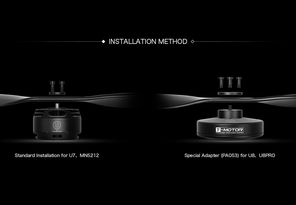 T-MOTOR G20X6.5 G22X7.2 Prop, INSTALLATION METHOD TTT EMOTOD Standard Installation for U7