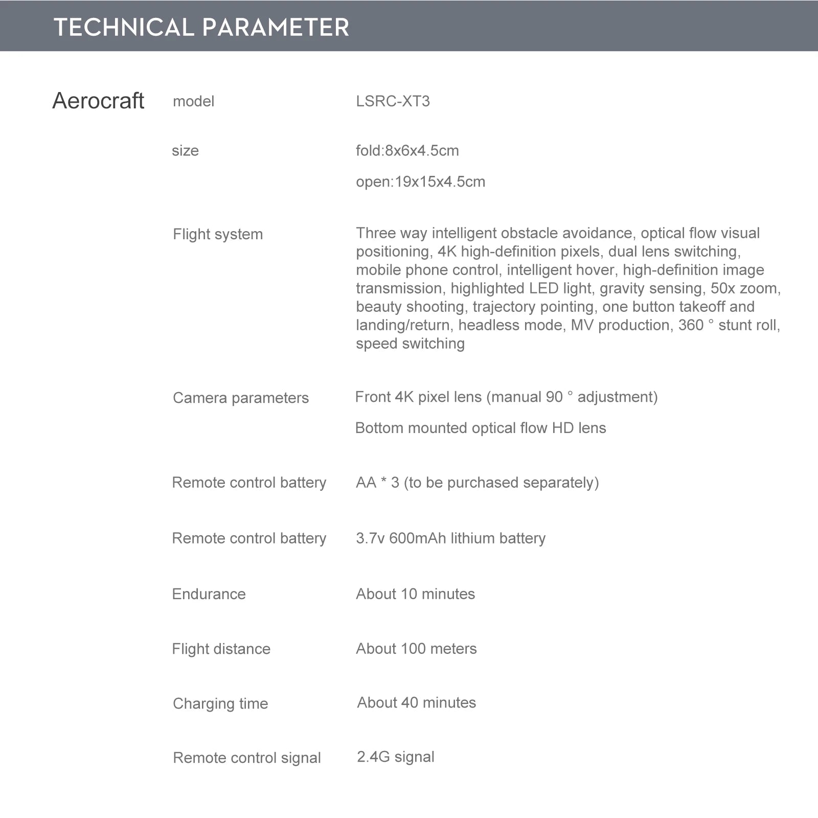 XT3 Drone - 4K Dual Camera Obstacle Avoidance Optical Flow Positioning Foldable Quadcopter Toys Gifts 41 XT3 Drone, wi-fi drone battery : 600mah controller mode