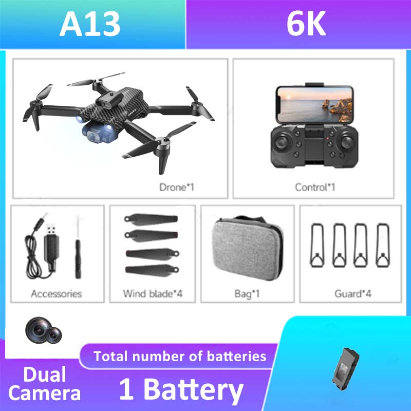 A13 Drone, 4 Total number of batteries Dual Camera 1 Battery 1 Battery 2 Battery 2