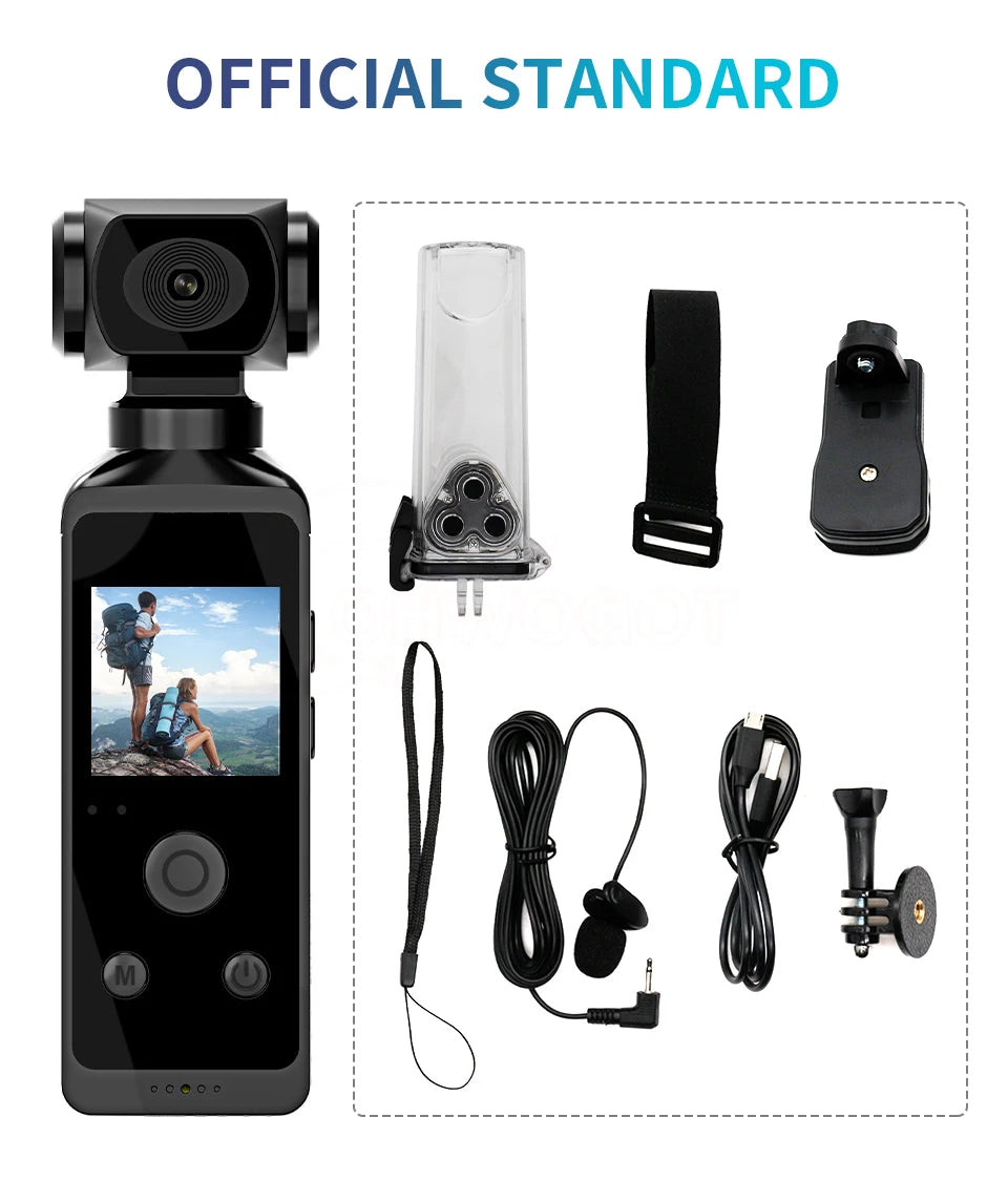 4K HD Pocket Action Camera, Pocket Action Camera - 270° Rotatable Wifi Mini Sports Camera with Water