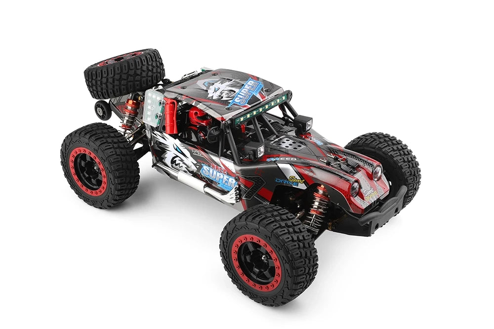 WLtoys 124028 1:12 60KM/H 4WD Brushless RC Car with 2800KV Motor, Metal Chassis, LED Lights, and 100m Remote Control