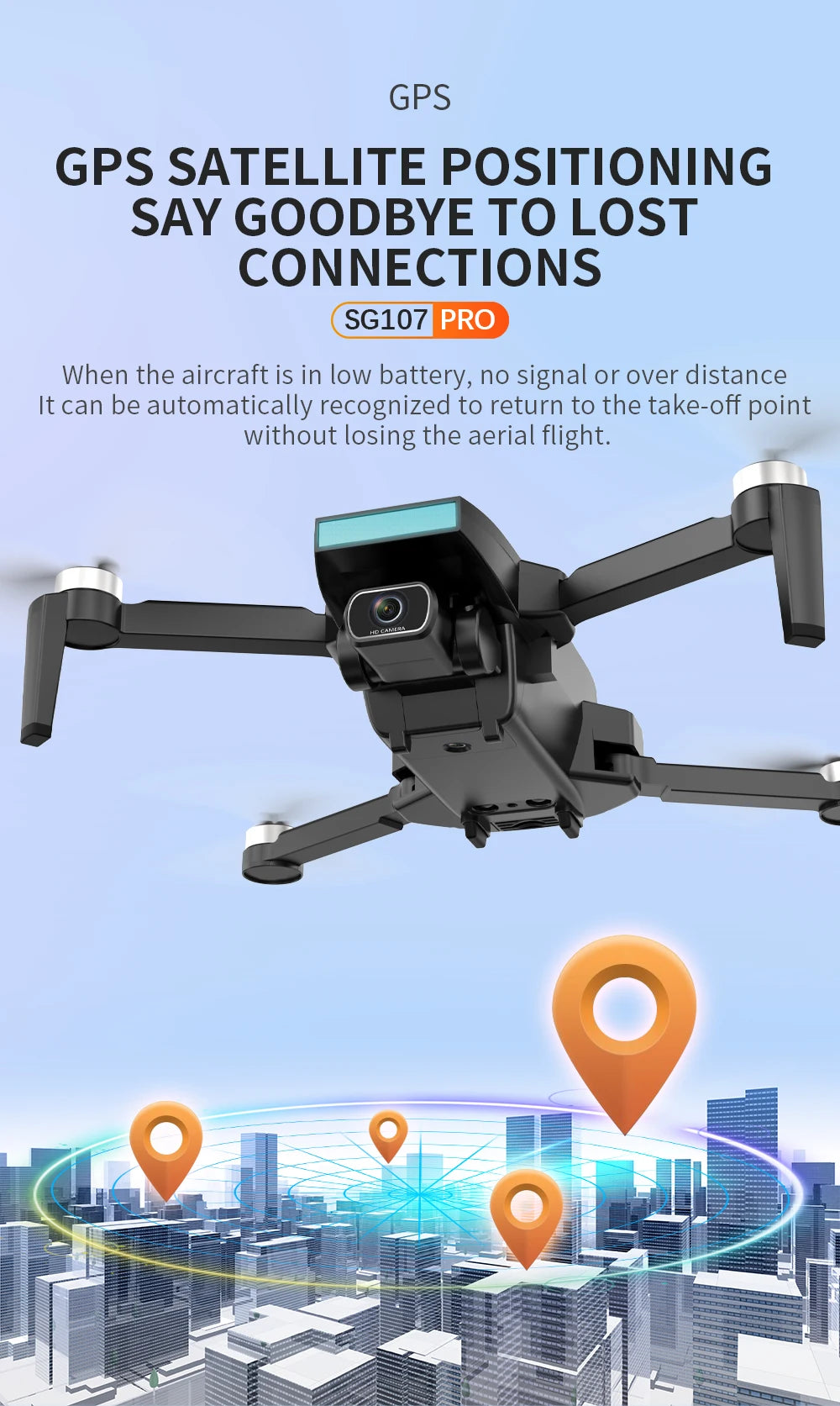 ZLL SG107 Pro Mini Drone, gps satellite positioning says goodbye to lost connections sg