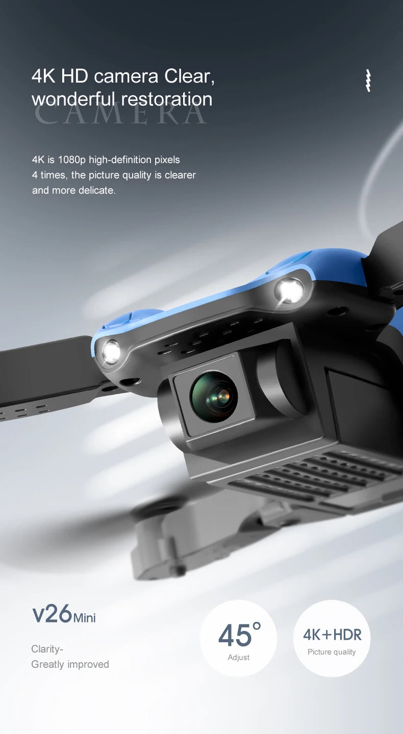 V26 Mini Drone - 4K Professinal with Camera HD 4K Four-sided Obstacle Avoidance WIFI FPV Height Hold RC Quadcopter Dron Gift Toys 31 V26 Mini Drone, 4k hd camera clear, wonderful restoration 4k is