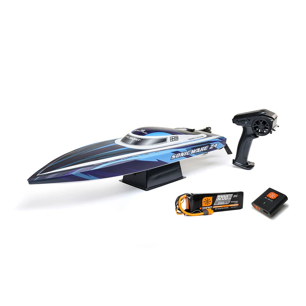 Sonicwake 24 RC Boat RTR Brushless Deep‑V, Self‑Righting, 3S 3200mAh 30C Battery & Charger, Spektrum SLT2, PRB‑1992T1/T2