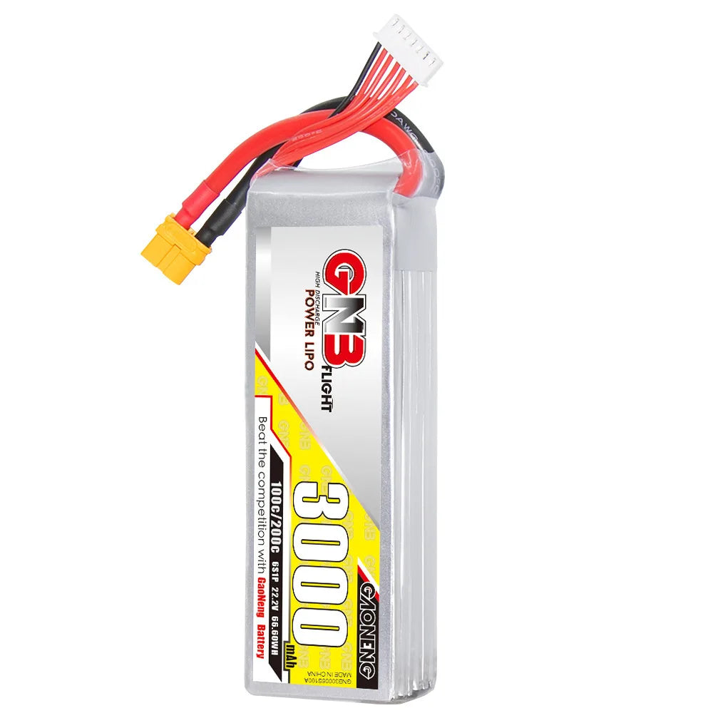 3.jpg GAONENG GNB 6S 22.2V 3000mAh 100C Lipo Battery, High-performance lithium-ion battery for FPV drones, featuring 22.2V voltage and 3000mAh capacity.