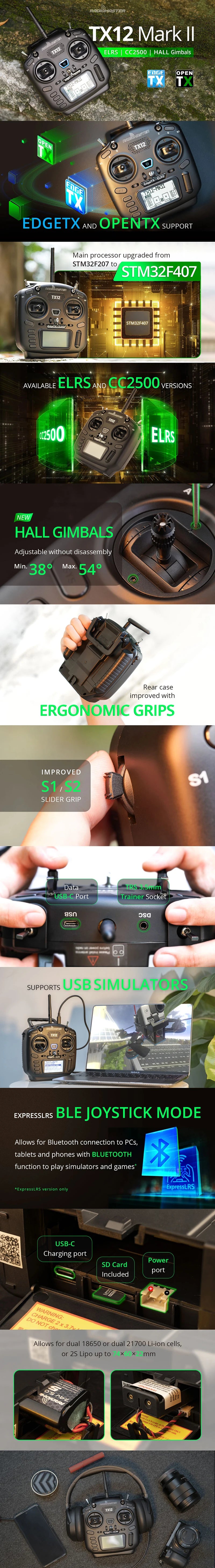 TX12 Mark II ELRS CC2500 HALL Gimbals O
