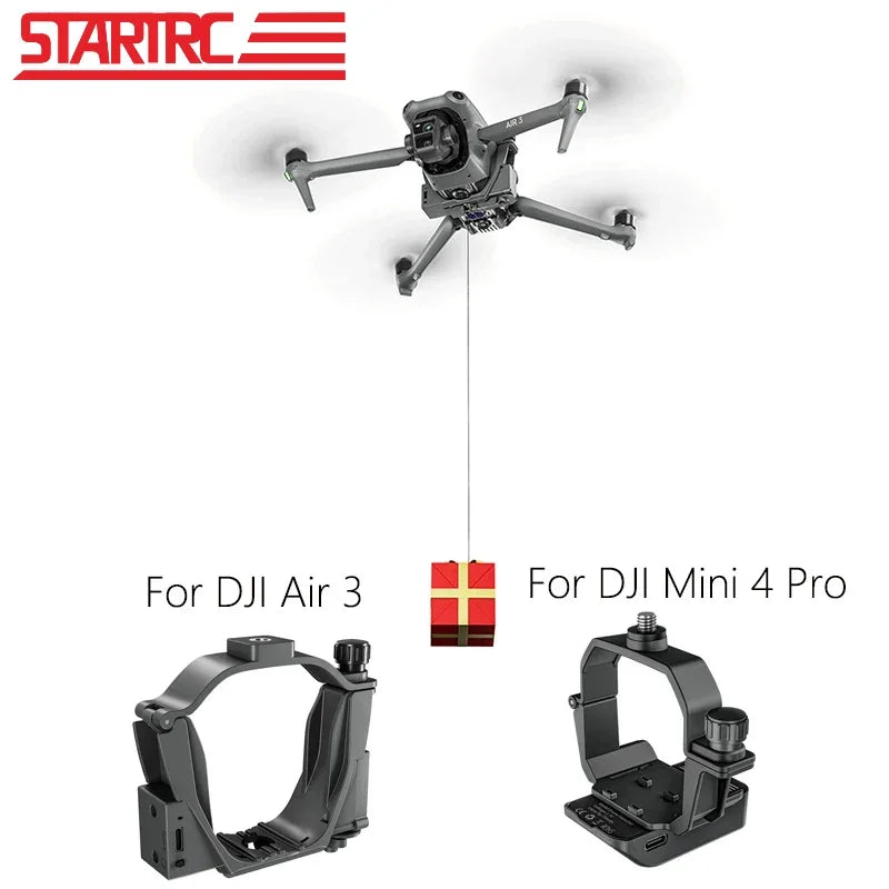 STARTRC Airdrop System for DJI Mini 4 Pro & Air 3 — Light‑Sensitive Drone Dropper, 1/4" Mount, 60g/400g Load, USB‑C