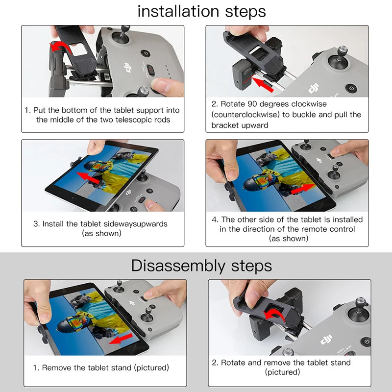 For DJI MINI 2 Remote Control Extend Smartphone Tablet Bracket Clip Holder for Mavic AIR 2/Air 2S/Mavic 3 Drone Accessories 27 tablet support is (counterclockwise) to buckle and the middle of the two telesco