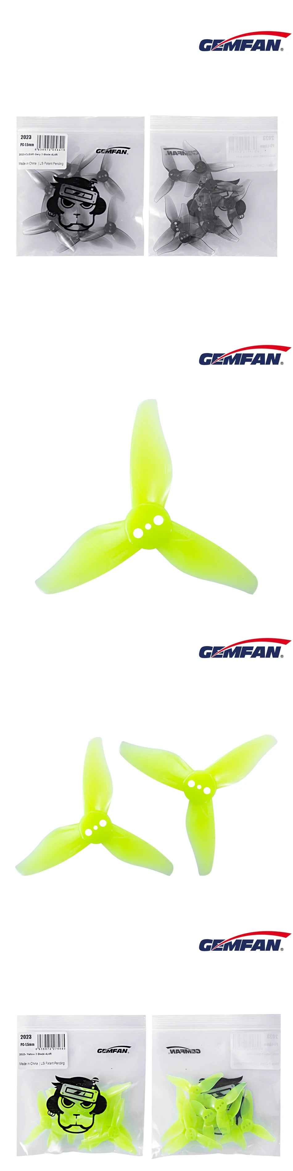 8/12/16Pairs GEMFAN 2023 2x2.3 3-Blade Propeller. GZMFAN: 2023 PCIEnm Yecot  Biade J