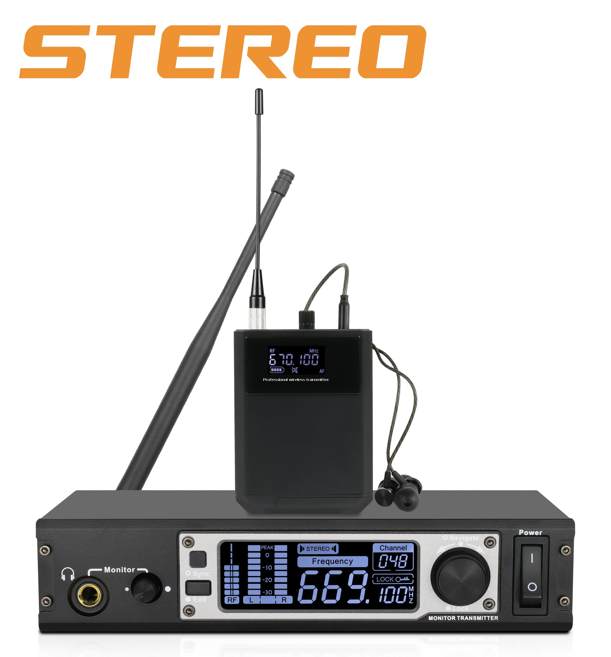 HONGUAN Stereo PSM-X400, RF MHz AF Protessional wireless transmitter Power Wevcae PEAK