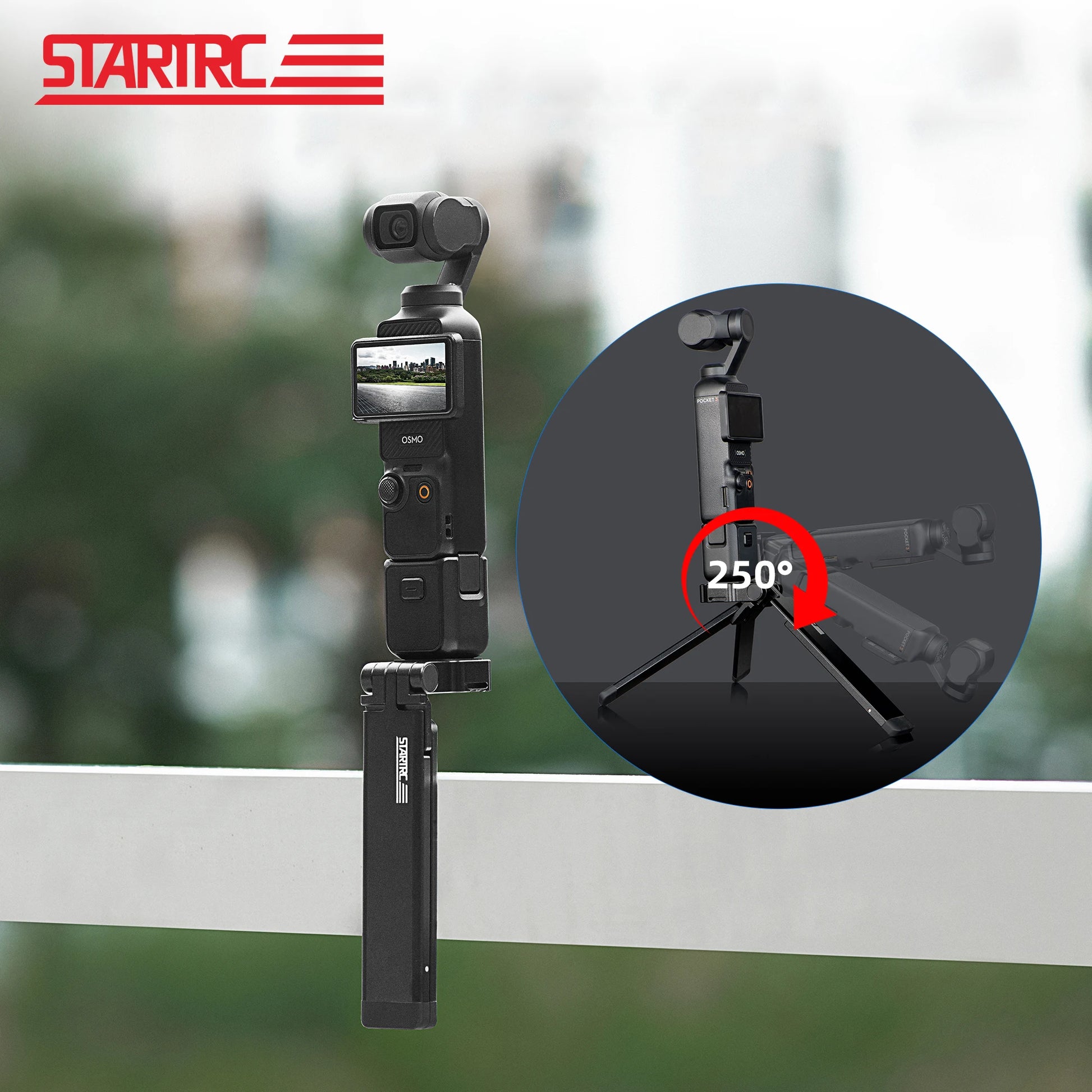 STARTRC Magnetic Tripod folding selfie stick, aluminum alloy, 250° tilt for DJI Pocket 3, Osmo Action, GoPro, Insta360