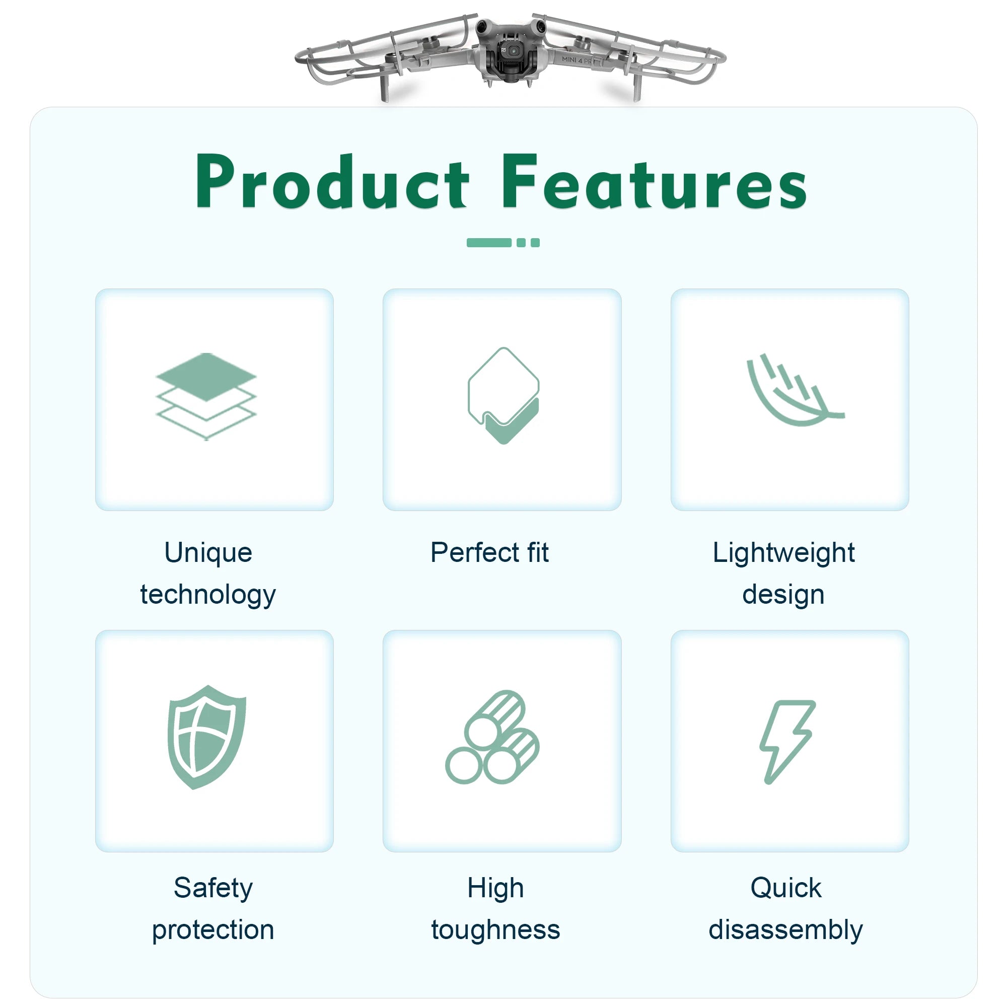 For DJI Mini 4 Pro Propeller Guard - Blade Protective Cover Anti-collision Ring Landing Gear Foldable Extended Legs 12 For DJI Mini 4 Pro Propeller Guard, MINI 4 PRE Product Features Unique Perfect fit Lightweight technology design Safety High Quick protection toughness dis
