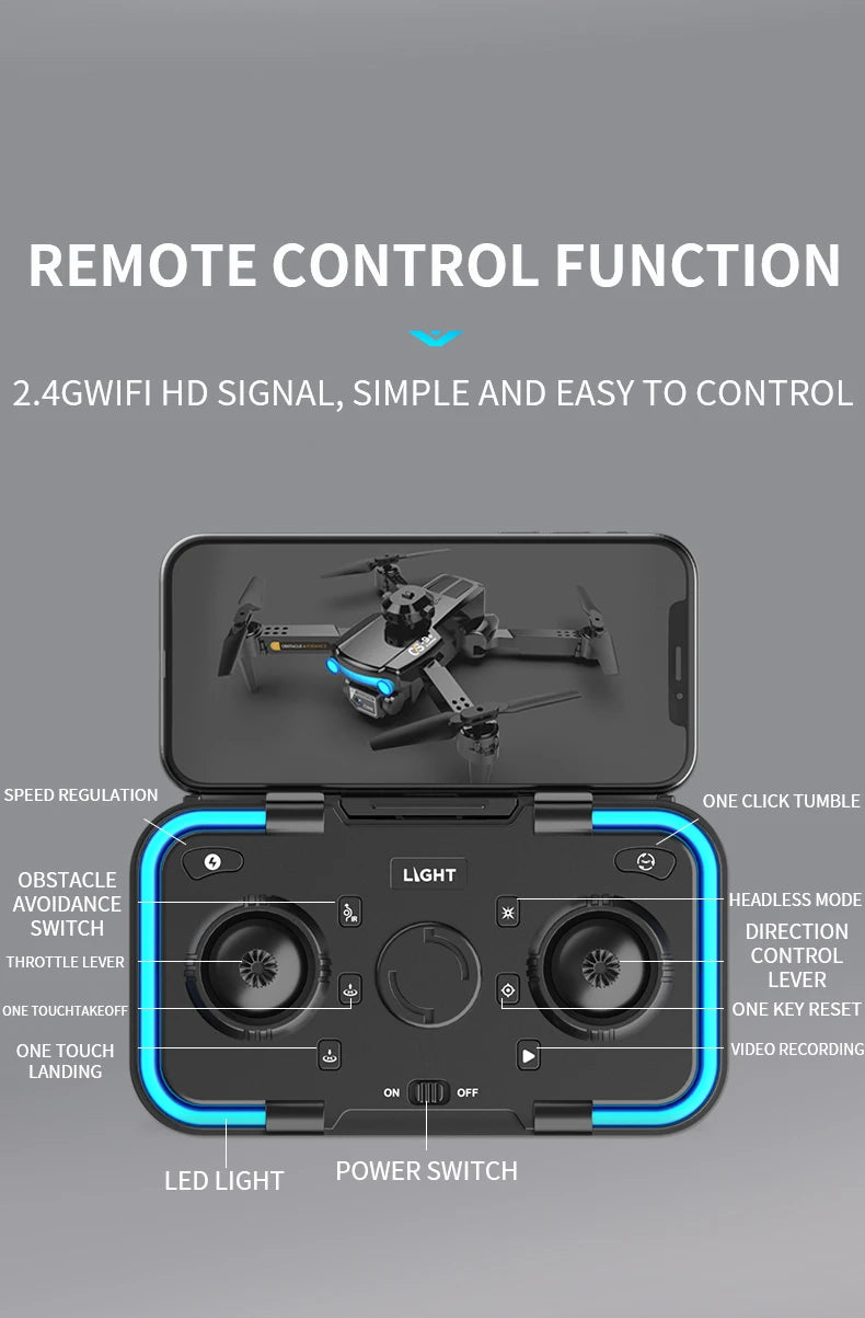 CS9 Drone - 4K Dual Optical Flow Drone WIFI FPV 2.4GHz Height Keeping Obstacle Avoidance Four Axis Foldable RC Quadcopter Aircraft Toy 37 CS9 Drone, remote control function 2.agwifi hd signal,