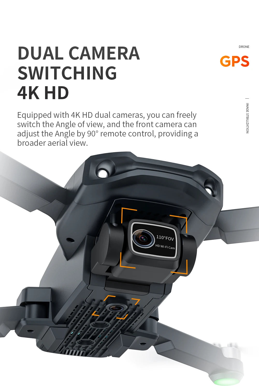 WYFA X3 Drone, DRONE DUAL CAMERA GPS SWITCHING 4K HD 1 Equipped