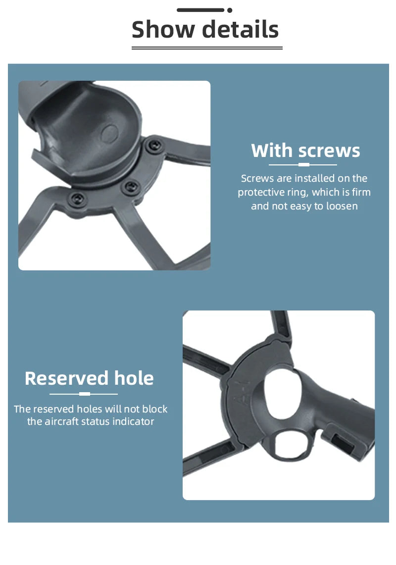 DJI FPV Propeller Guard Lens Cover Cap Antenna Signal Extender Landing Gear Propeller Box for DJI FPV Comb Drone Accessories 26 DJI FPV Propeller, reserved holes will not block the aircraft status indicator . the reserved holes are installed on the protective