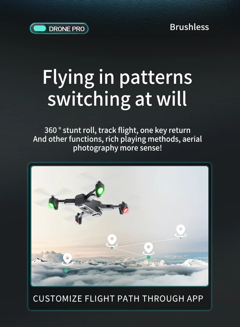 S186 Drone, drone pro brushless flying in patterns switching at will 360 stunt roll,