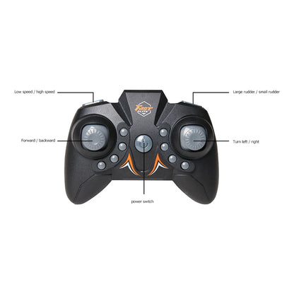 Waterproof 2.4GHz Mini RC Boat, RC boat remote with dual-speed, directional control, adjustable rudder, and power switch for precise operation.