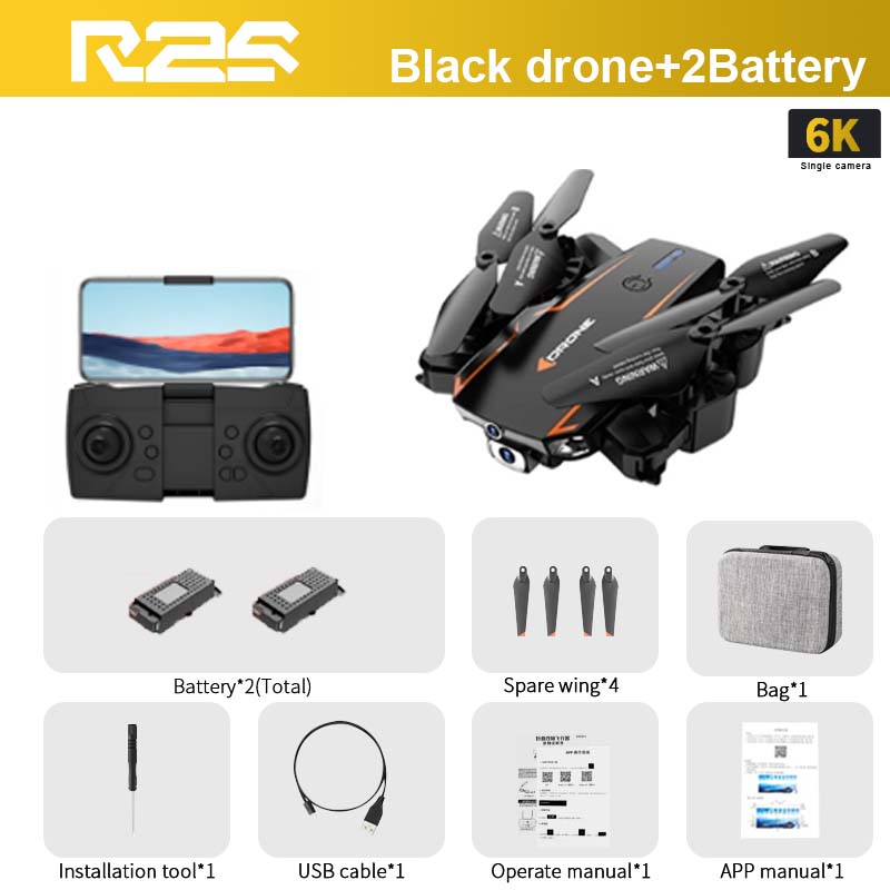 R2S Drone, RZS Black drone+2Battery 6K Singie