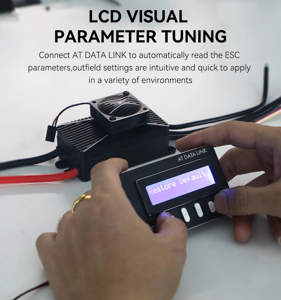 T-MOTOR AT195A ESC, LCD VISUAL PARAMETER TUNING Connect AT DATA LINK to automatically read
