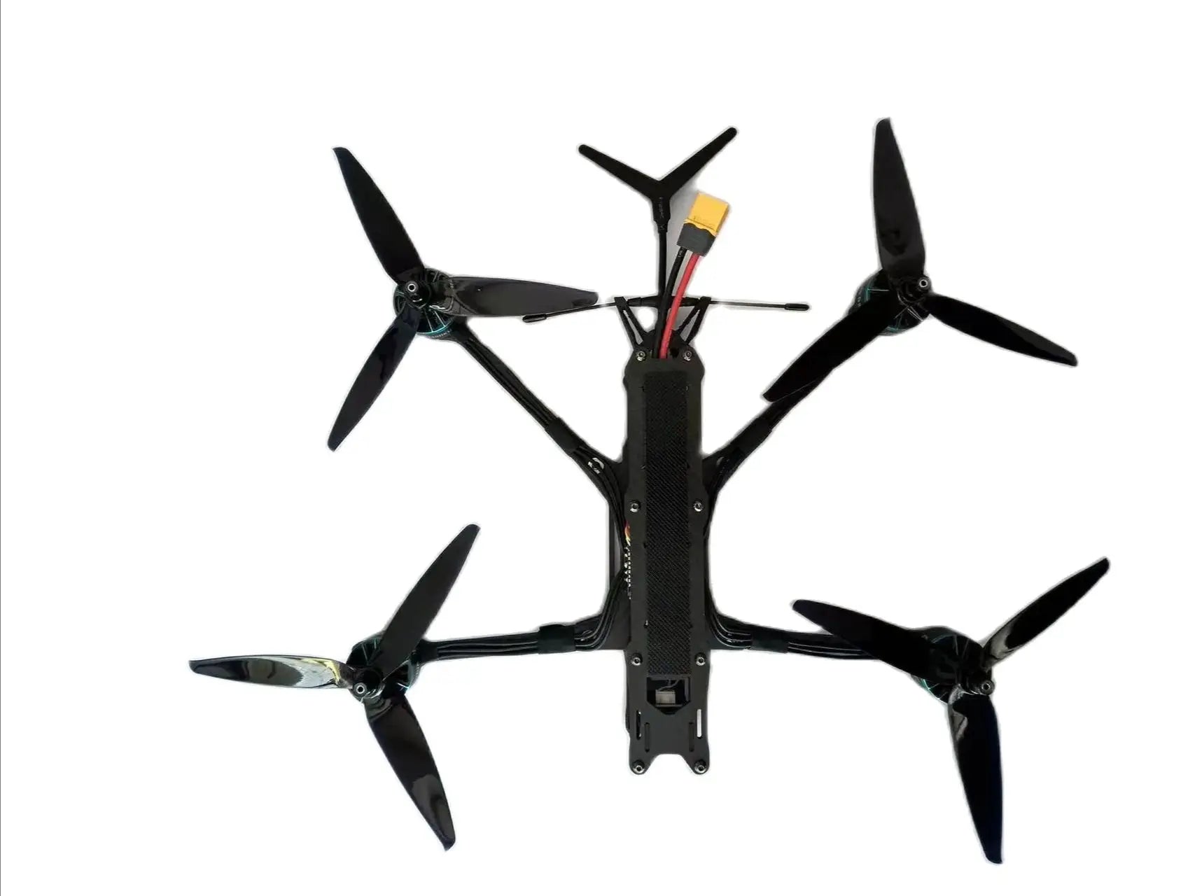 7 Inch FPV, The RCDrone is a remote control drone with specifications including a 7inch frame, JHEMCU F405 45A motor, and various sensors and components.