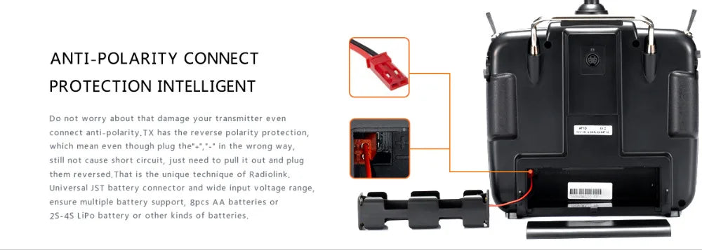 RadioLink AT10 II, ANTI-POLARITY CONNECT PROTECTION INTELLIGENT T