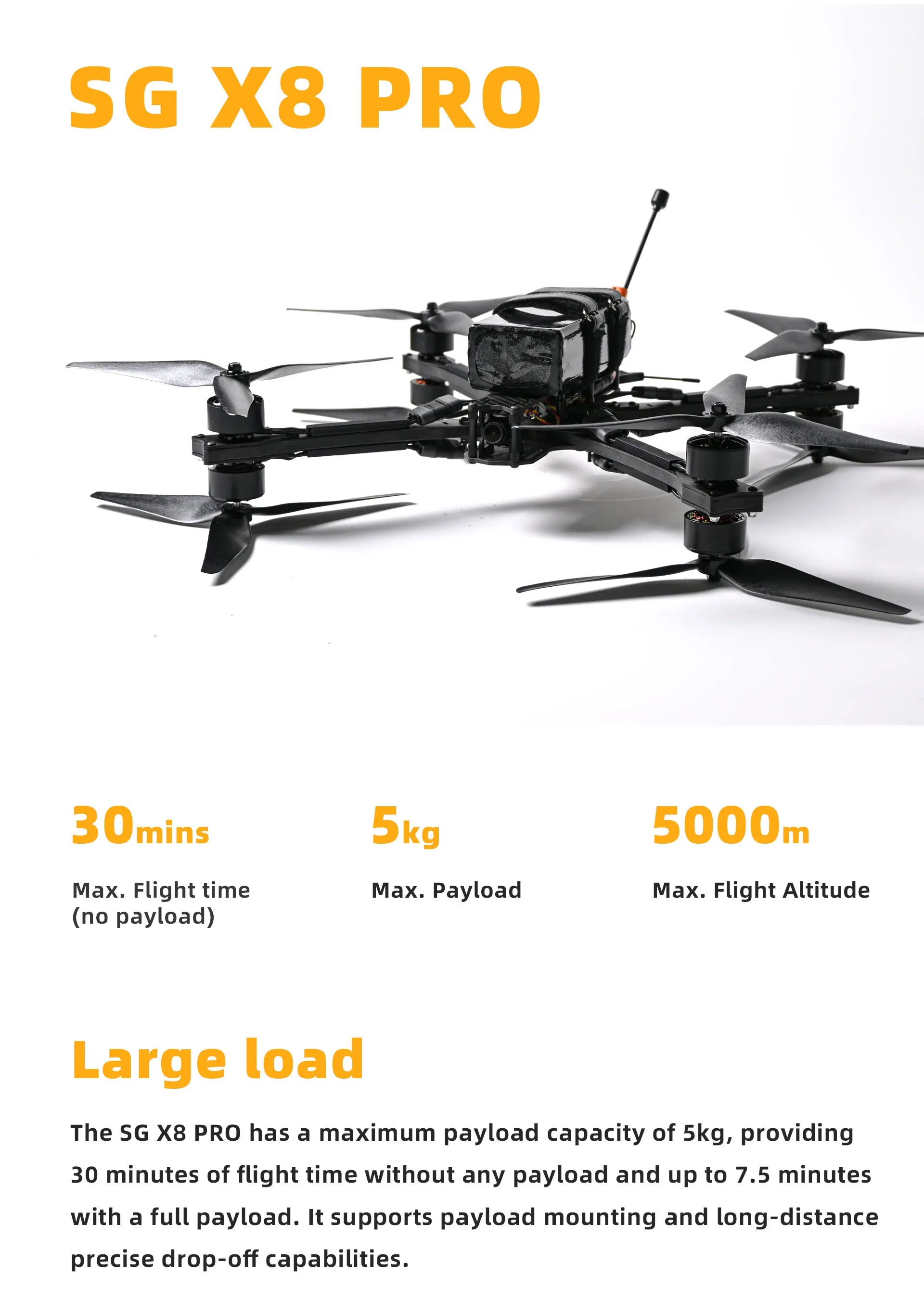 SG 10L 10inch FPV, Introducing the SG 10L FPV drone, designed for long-range racing with impressive flight time and payload capacity.