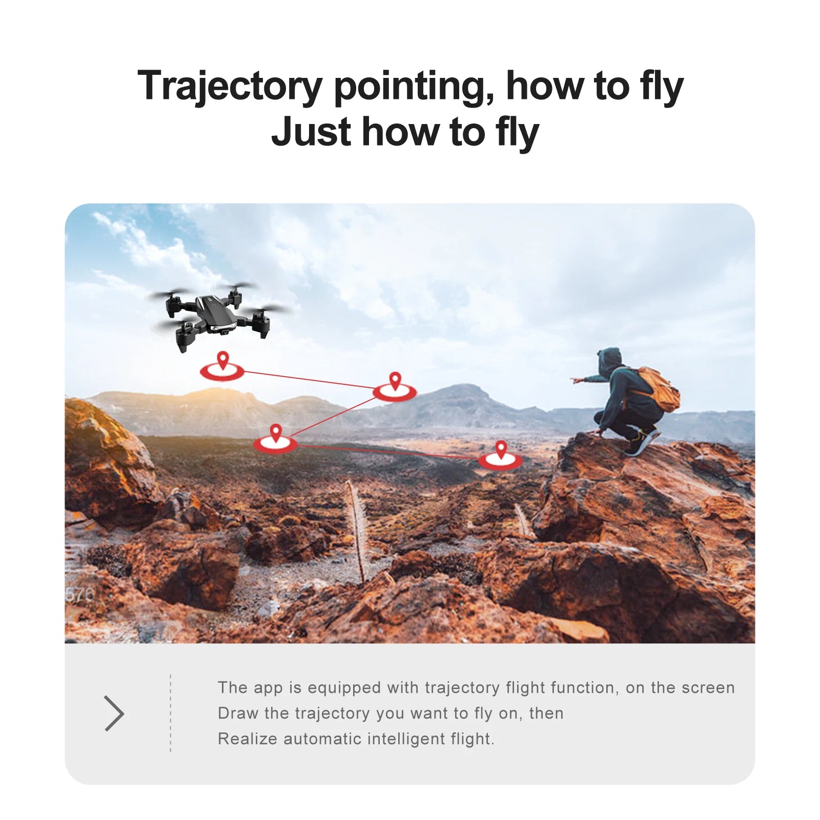 S90 Mini Drone, the app is equipped with trajectory flight function, on the screen draw the