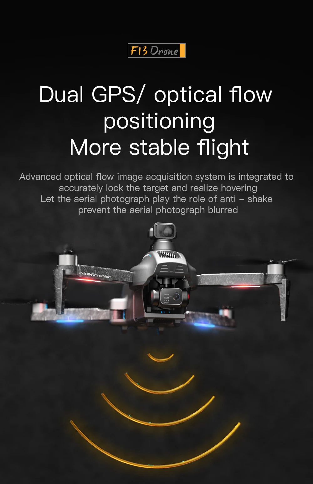 F13 Drone, [F1g Orone] Dual GPSI optical flow positioning More stable flight Xt