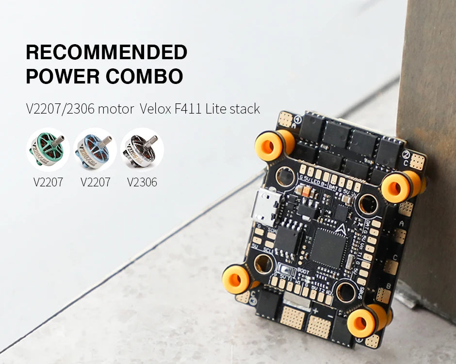 T-Motor F411+V45A LITE STACK For FPV RC Drone Freestyle Racing Quadcopter 8 RECOMMENDED POWER COMBO V2207/2306 motor Velox