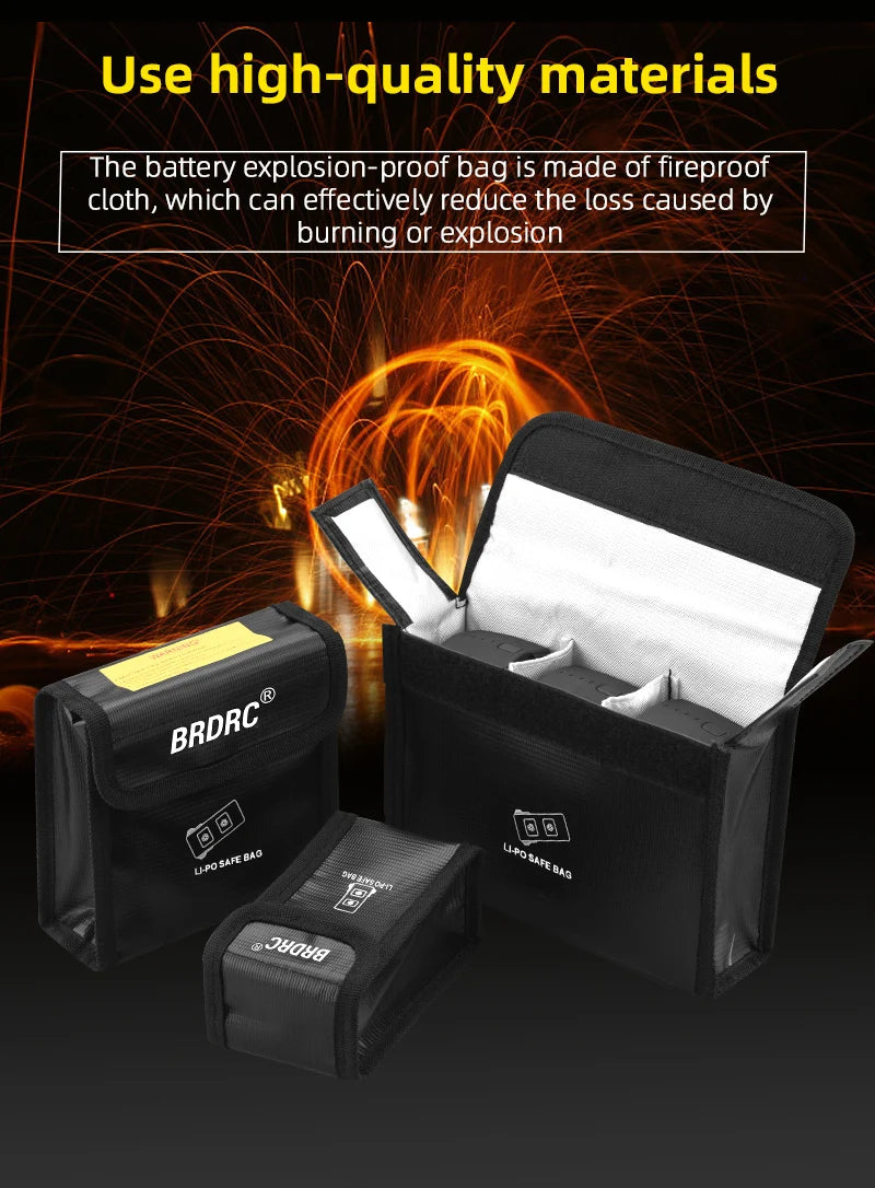 battery explosion-proof bag is made of fireproof cloth, which can effectively reduce the loss caused
