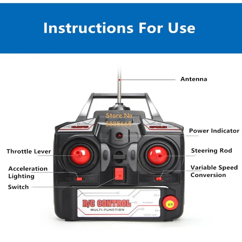 80CM Rc Helicopter, Instructions For Use Antenna Store No '5885665' Power In