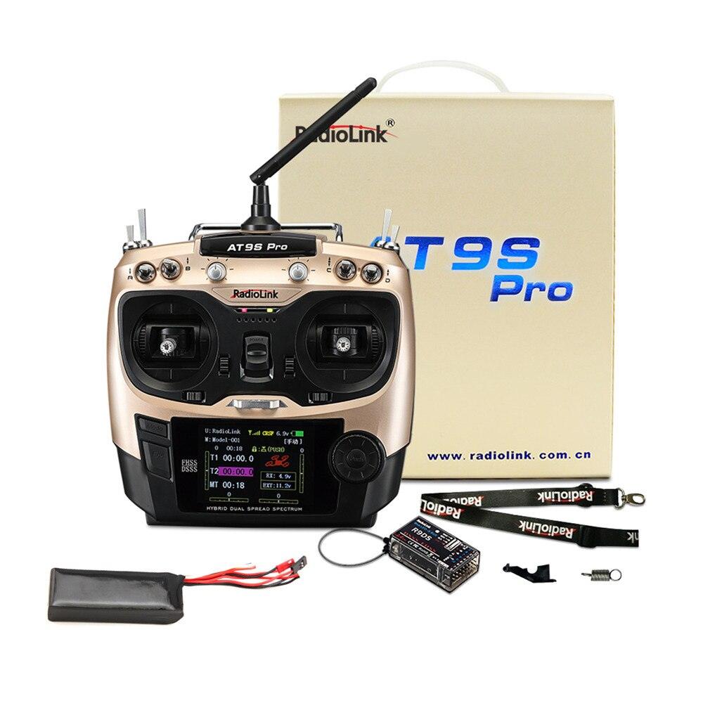 RadioLink AT9S PRO 2.4G 12CH DSSS FHSS Transmitter with R9DS Receiver 3S 2200mah 8C Battery for RC Airplane Helicopter FPV Drone - RCDrone