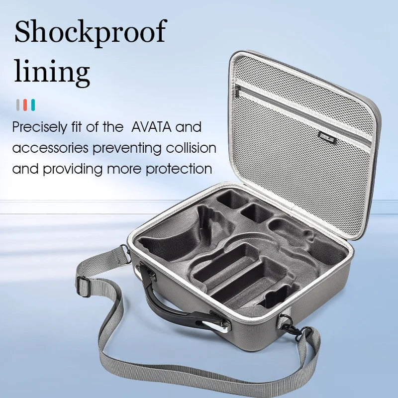 Shockproof lining securely fits AVATA and accessories, preventing collisions and providing superior protection.