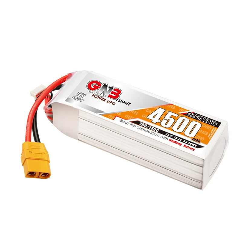 GNB 4S High Voltage drone battery suitable for high-performance quadcopters and aerial photography with 70C and 140C discharge rates.