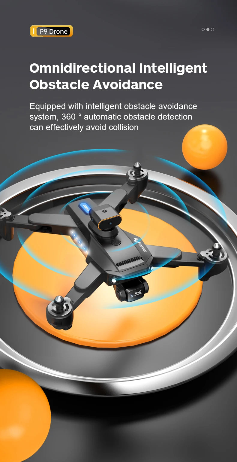 P9 Drone - ESC 8K Professional Dual HD Camera Obstacle Avoidance Aerial Photography Foldable Quadcopter RC Helicopter Toy 18 P9 Drone, p9 drone omnidirectional intelligent obstacle avoidance system .