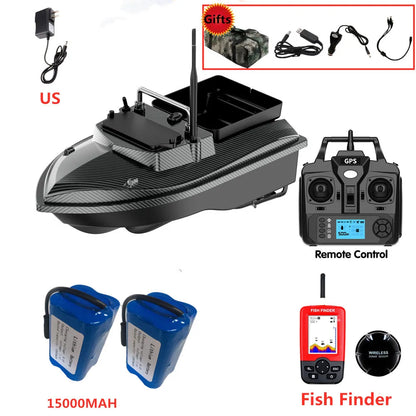 Tccicadas V060 GPS Fishing Bait Boat, 500M RC Distance, 160 Positions, 2kg Single Hopper, Auto Return, Dual Motors, CE