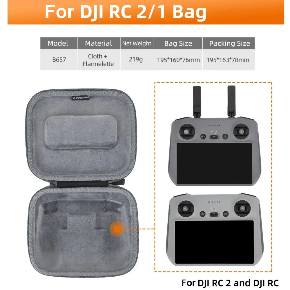 For DJI RC 2/1 Bag Model Material Net Weight Bag Size Packing Size Cloth
