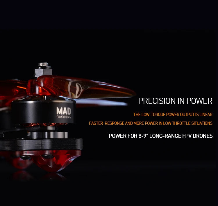 MAD BSC2812 FPV Drone Motor, Precision Power Motor: Low-torque output with fast response for 8-9 inch long-range FPV drones.