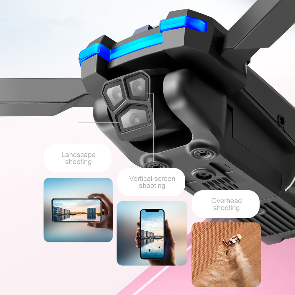 LS S8S Drone - 2.4G optical flow three-camera brushless drone with dual lens WIFI professional aerial photography drone 42 LS S8S Drone, Landscape shooting vertical screen shooting overhead