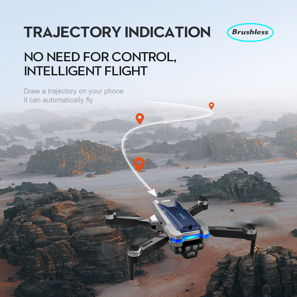 LS S8S Drone - 2.4G optical flow three-camera brushless drone with dual lens WIFI professional aerial photography drone 47 LS S8S Drone, TRAJECTORY INDICA TION Draw a trajectory on your phone It