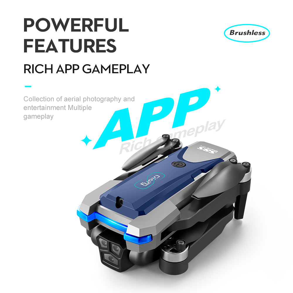 LS S8S Drone - 2.4G optical flow three-camera brushless drone with dual lens WIFI professional aerial photography drone 48 LS S8S Drone, rich app gameplay collection of aerial photography and entertainment multiple gameplay 2 app