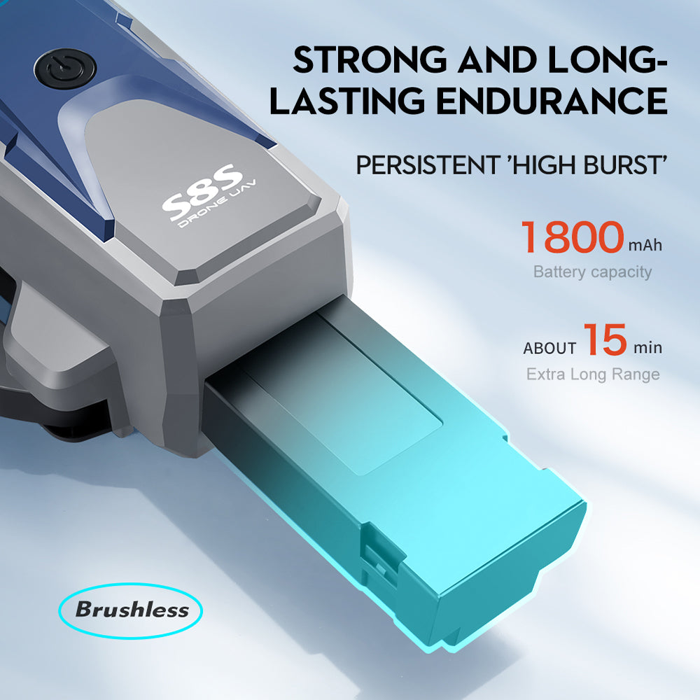 LS S8S Drone - 2.4G optical flow three-camera brushless drone with dual lens WIFI professional aerial photography drone 52 LS S8S Drone, battery capacity about 15 min extra long range brushless s8s