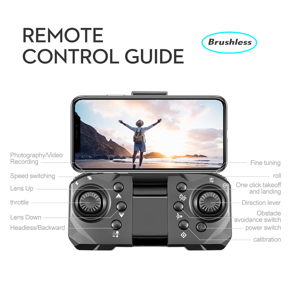 LS S8S Drone - 2.4G optical flow three-camera brushless drone with dual lens WIFI professional aerial photography drone 56 LS S8S Drone, remote brushless control guide photographynideo recording fine tuning speed switching