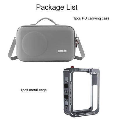 STARTRC Camera Shoulder Bag, Includes one gray PU carrying case and one metal cage for DJI Osmo 360 camera.