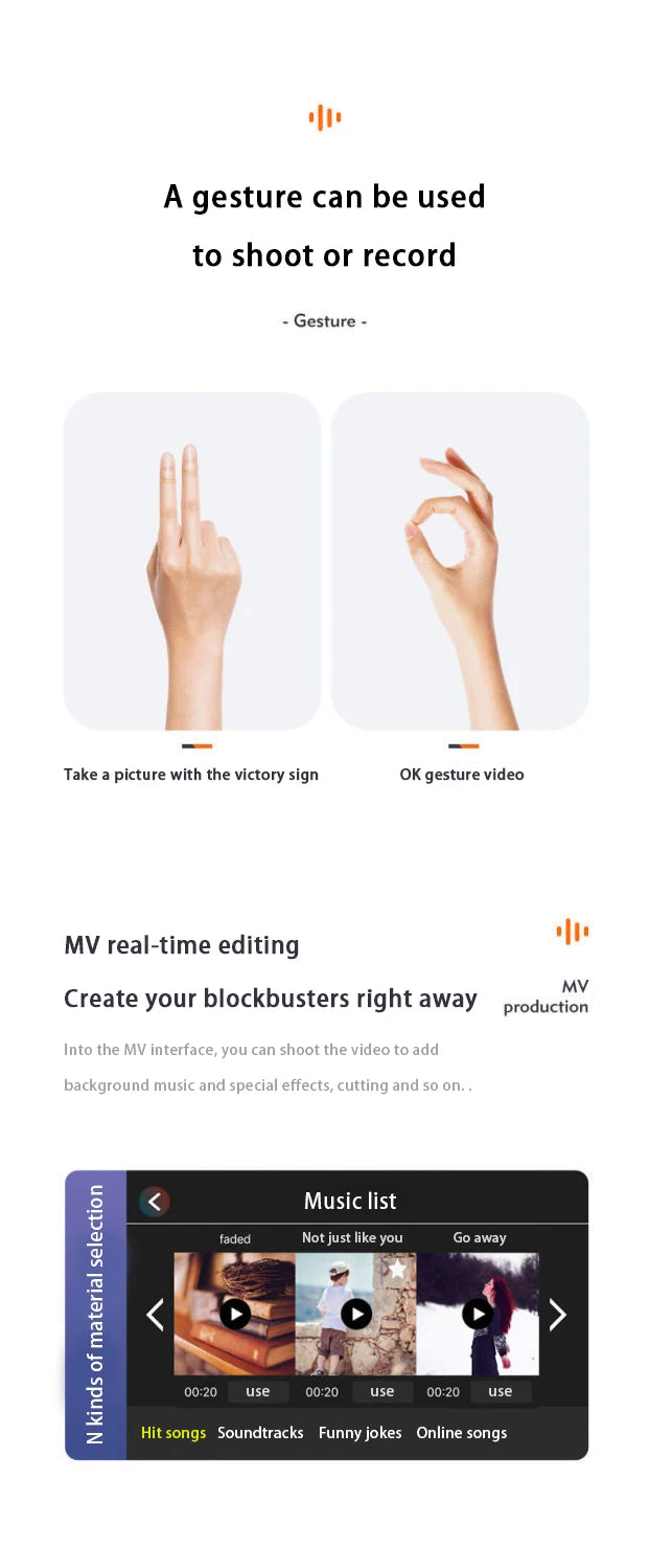 a gesture can be used to shoot or record gesture take picture with