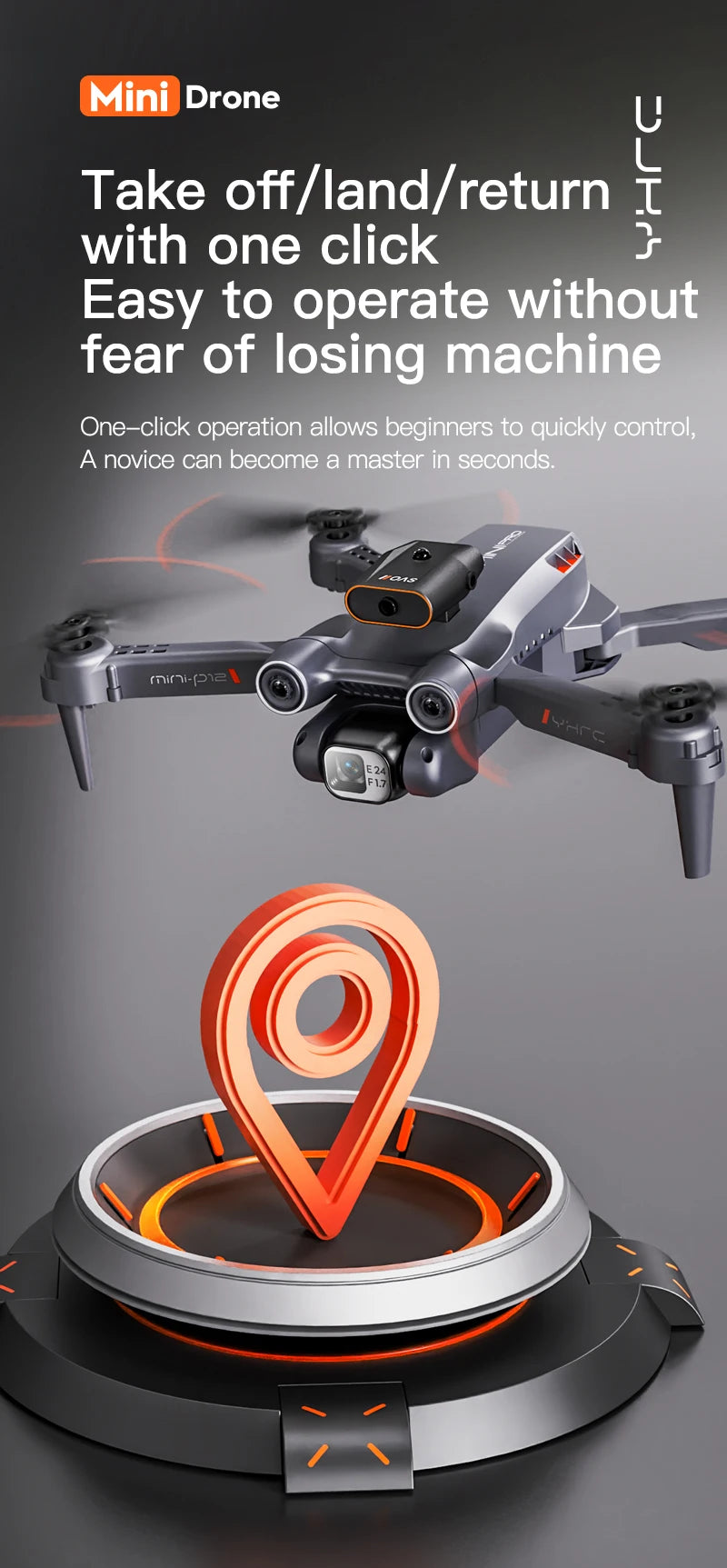 P12 Drone - Obstacle Avoidance Folding 4K HD Drone Optical Flow Quadcopter HD Aerial Photography RC Aircraft Kids Toys Gifts 40 P12 Drone, drone takes off/land/return % with one click