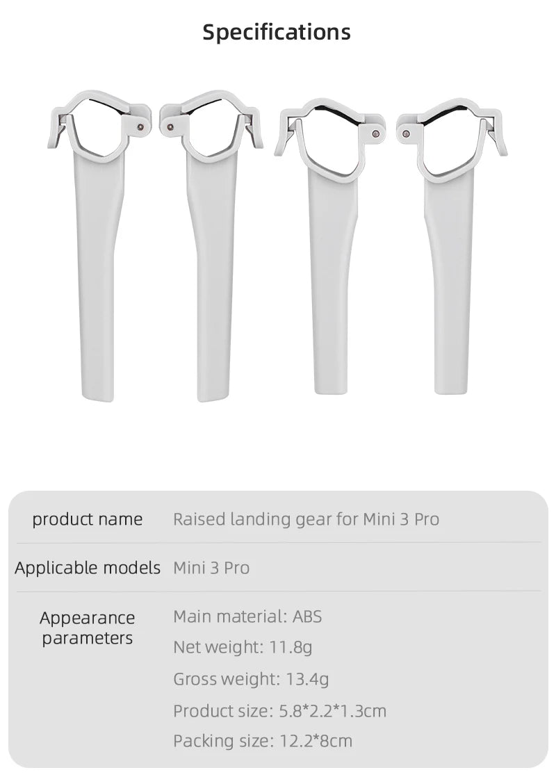 Landing Gear Kits for DJI Mini 3 Pro Drone - Height Extender Long Quick Release Leg Foot Gimbal Protector Stand Drone Accessories 8 Landing Gear Kits for DJI Mini 3 Pro Drone, Specifications C; product name Raised landing gear for Mini 3 Pro Applicable models Mini